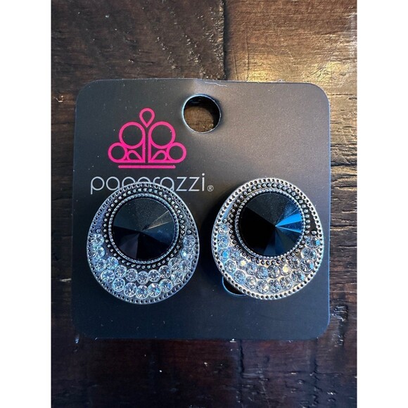 Off The Richer Scale Black Clip-on Earrings (100) - Picture 3 of 3